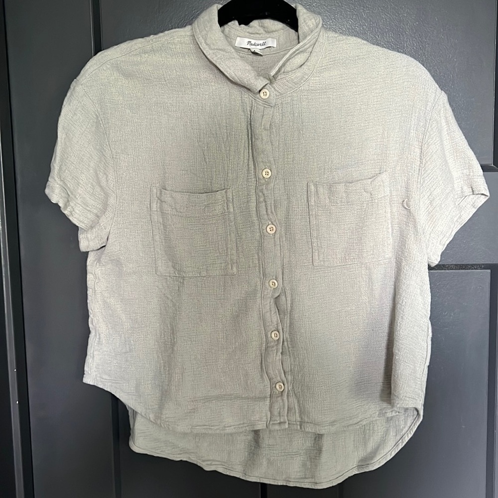 Light green linen Madewell button down